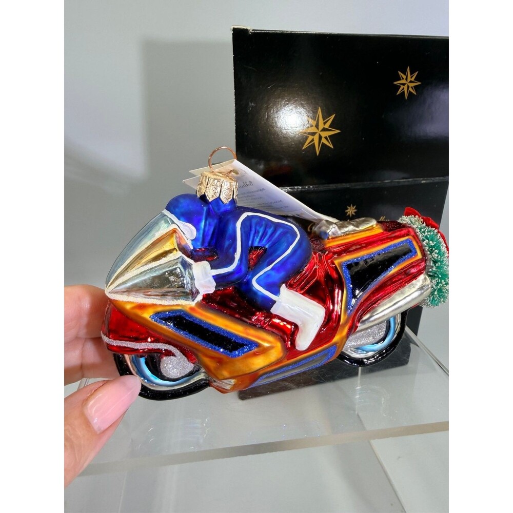 Christopher NIB Radko Road Rocket Motorcycle Ornament 1999 Superbike Christmas